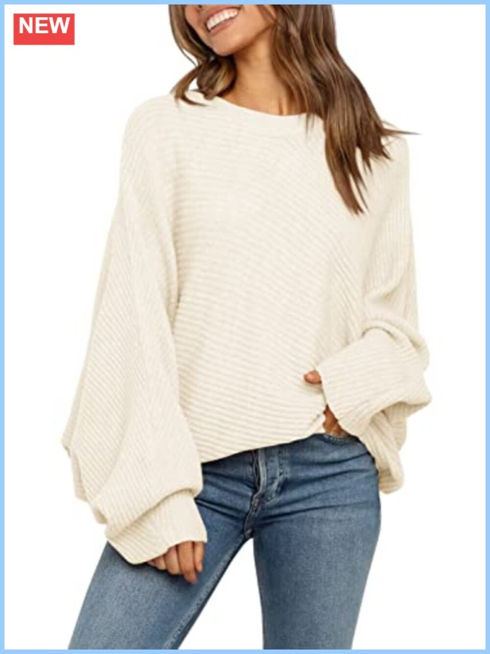 Womens Oversized Slouchy Knit Pullover Sweater Long Sleeve Crew Neck